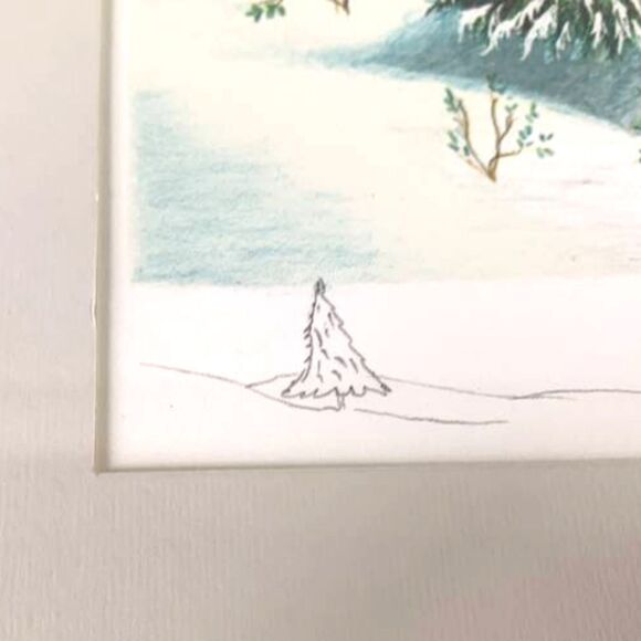 Vintage Framed Matted Lithograph Home for the Holidays Signed by Robert LoGrippo - Picture 5 of 8